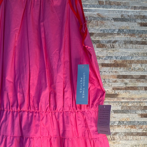 London Times Pink and Red Midi Dress - Picture 3 of 6